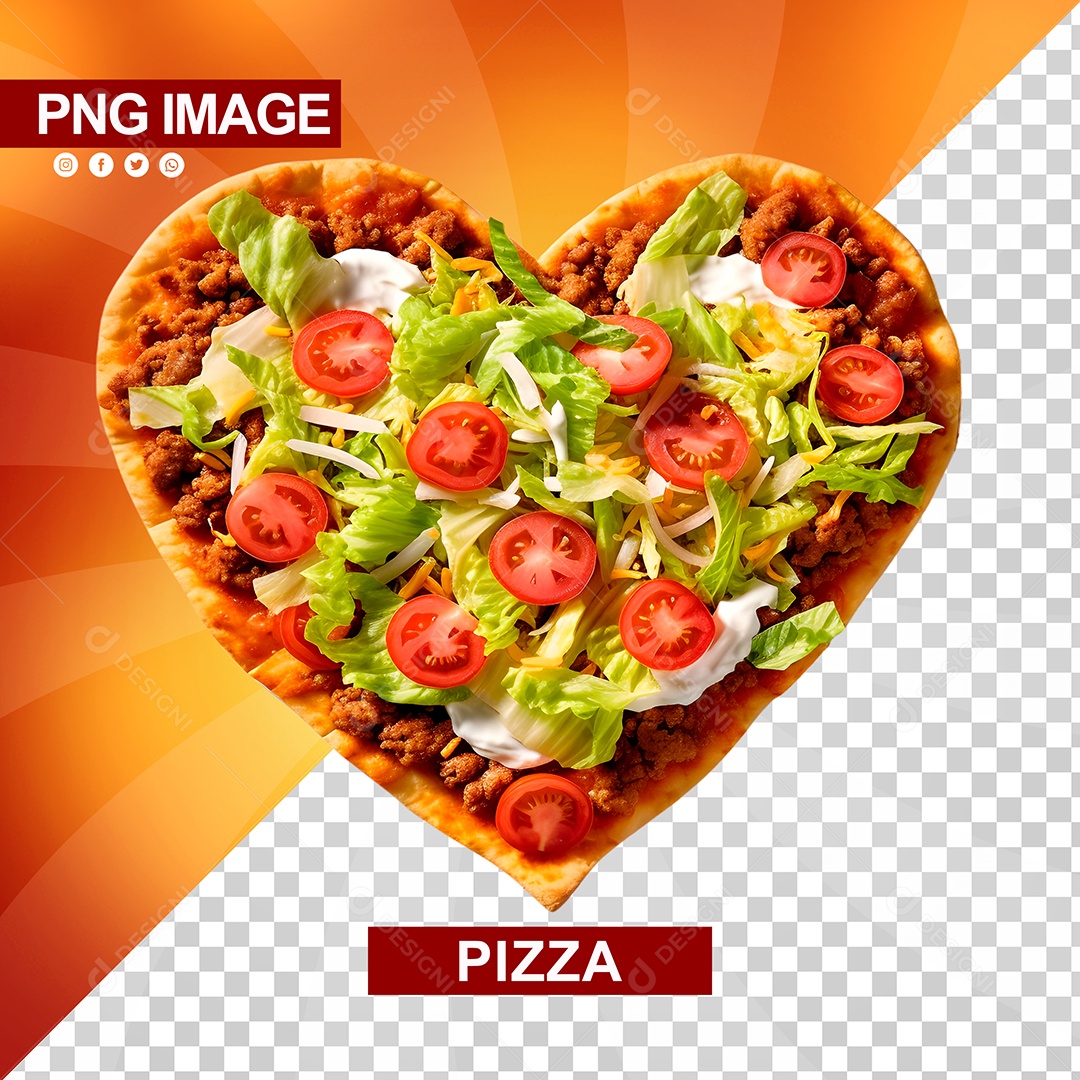 Deliciosa Pizza Com Modelo De Coração PSD