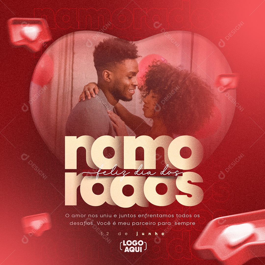 Você é Meu Parceiro Para Sempre Feliz Dia Dos Namorados Social Media PSD Editável
