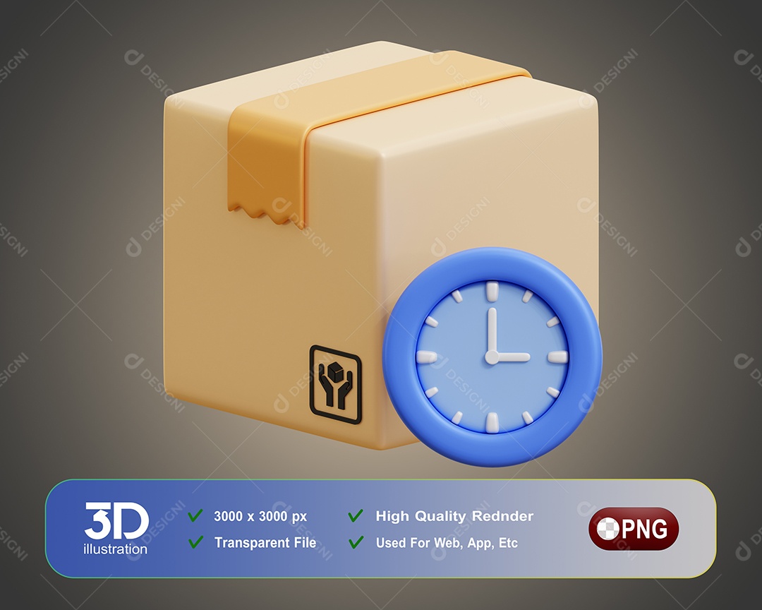 Tempo de Entrega Elemento 3D Para Composição PSD