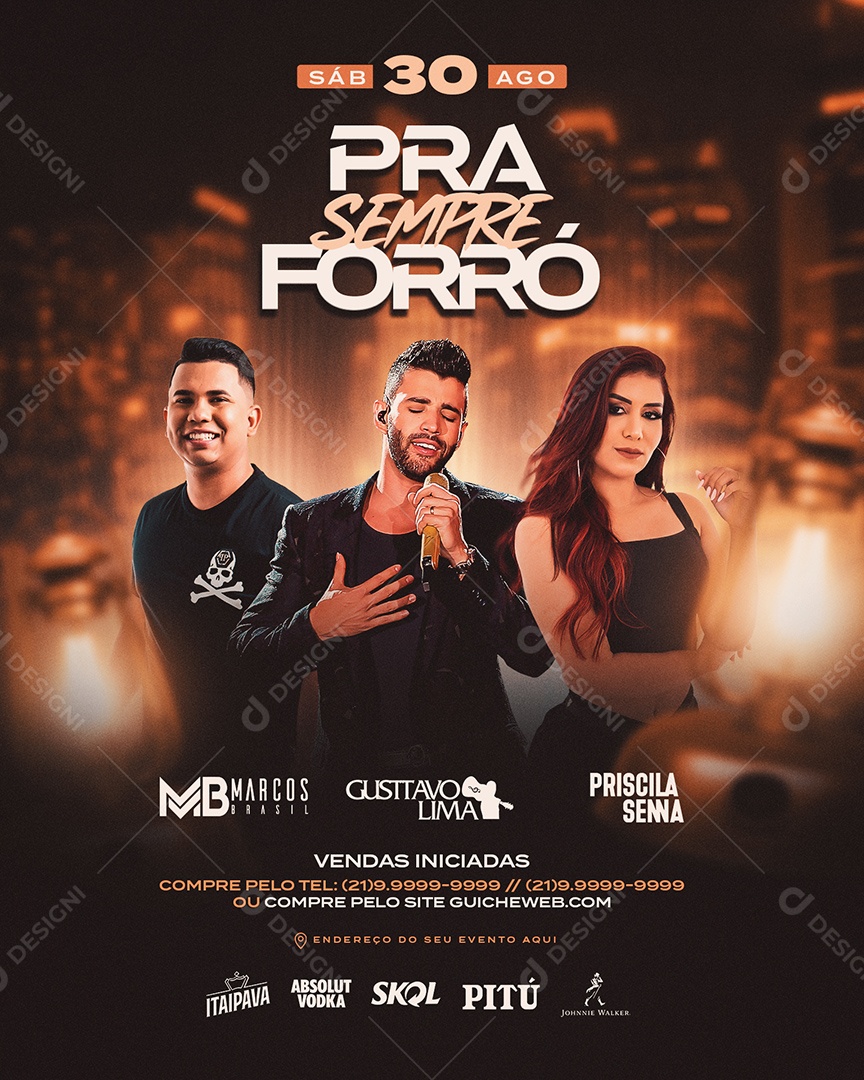 Flyer Sabado 30 de Maio Pra Sempre Forró Social Media PSD Editável