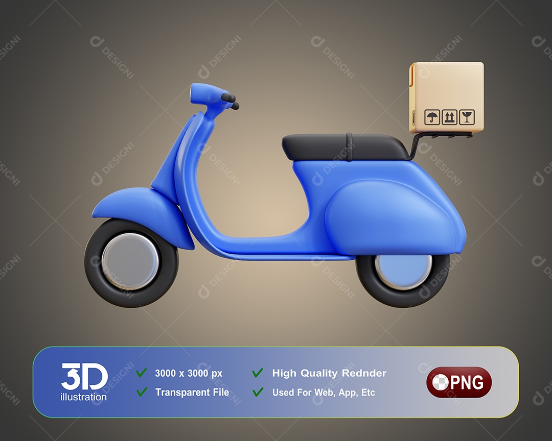 Moto De Entregas Elemento 3D Para Composição PSD