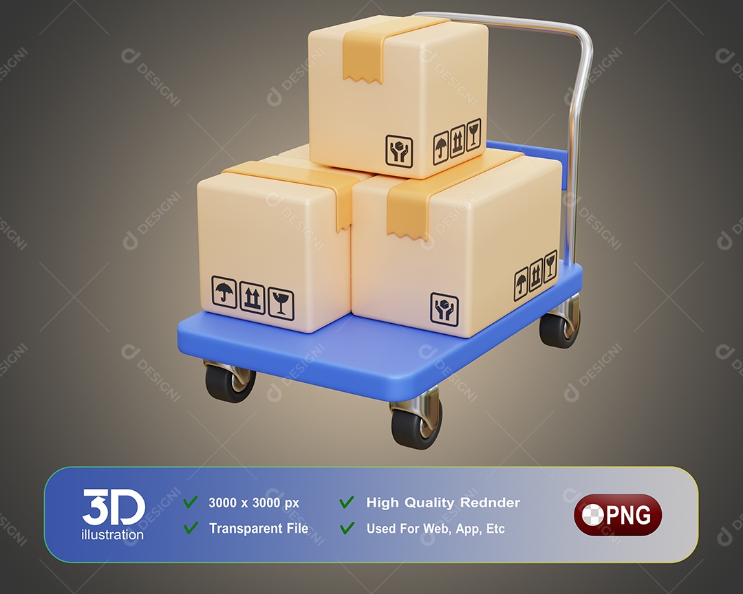 Carrinho De Cargas Elemento 3D Para Composição PSD