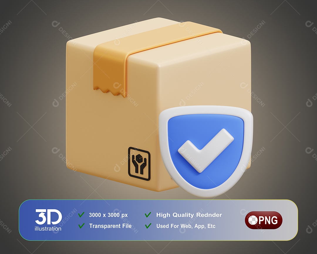 Encomendas Verificada Elemento 3D Para Composição PSD