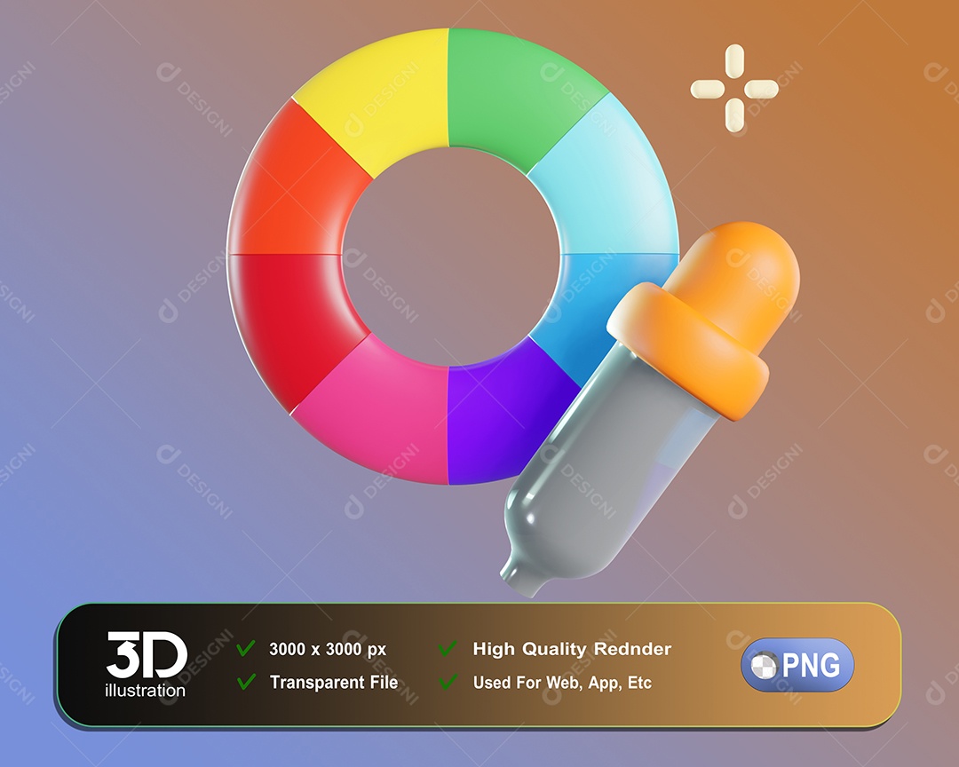 Cores Edição Elemento 3D Para Composição PSD