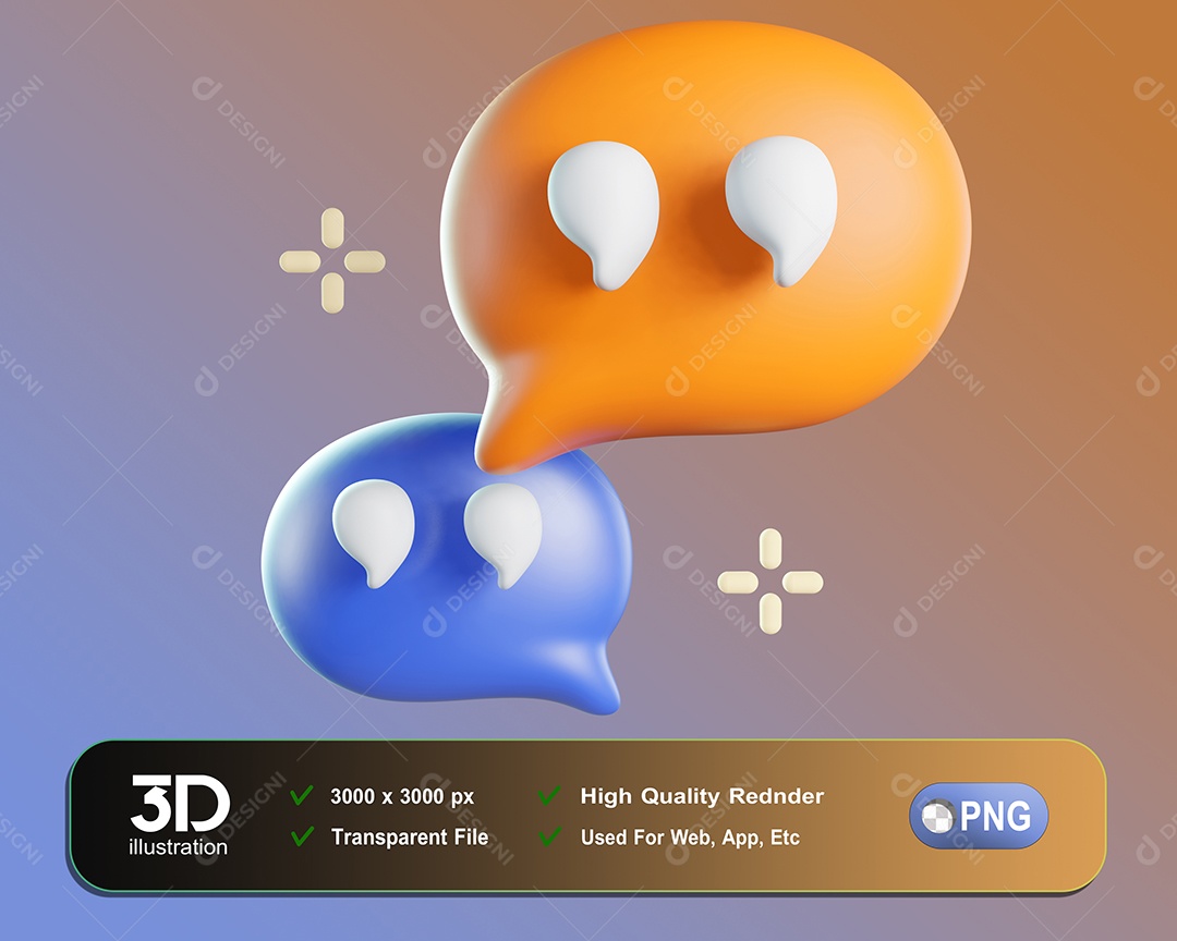Balão De Dialogo Elemento 3D Para Composição PSD