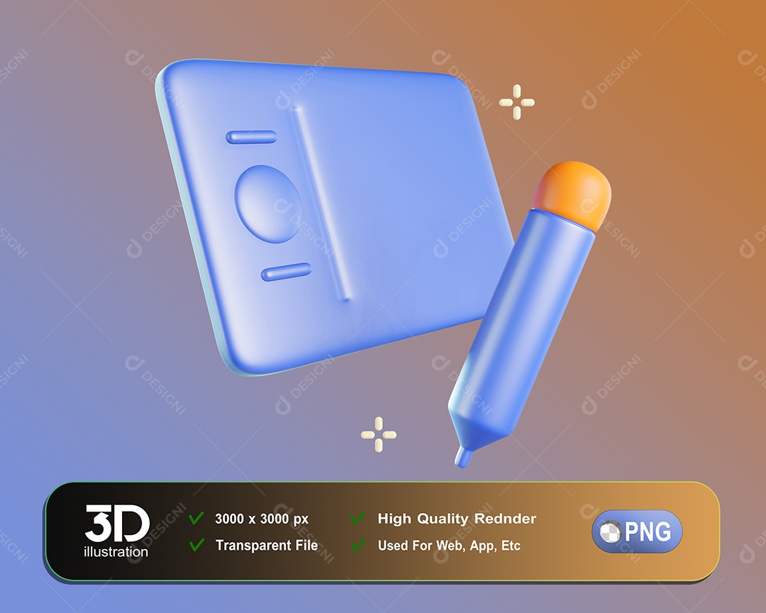 Tablet Gráfico Elemento 3D Para Composição PSD