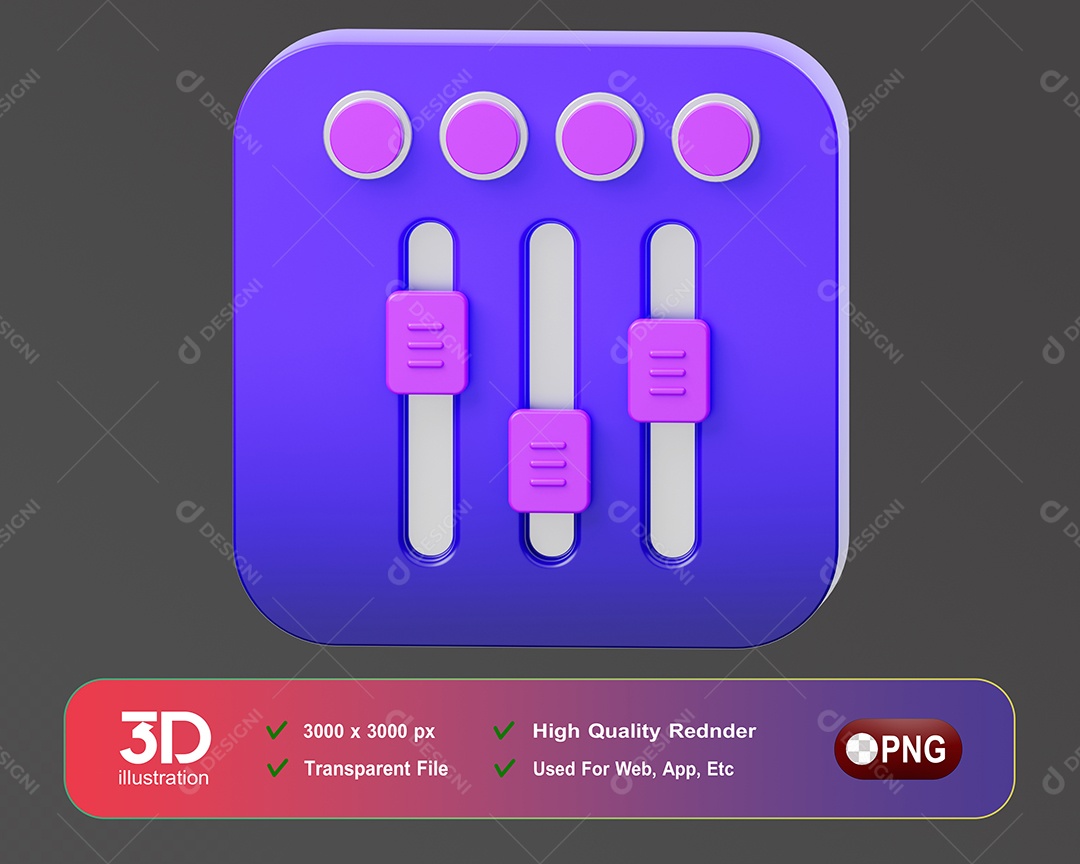 Mesa de Mixagem Elemento 3D Para Composição PSD