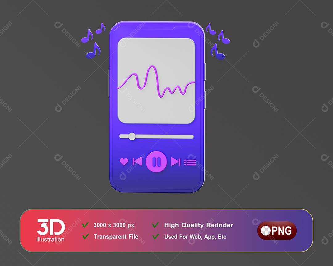 Reprodutor De Música Elemento 3D Para Composição PSD