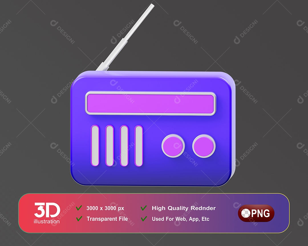 Radio Elemento 3D Para Composição PSD