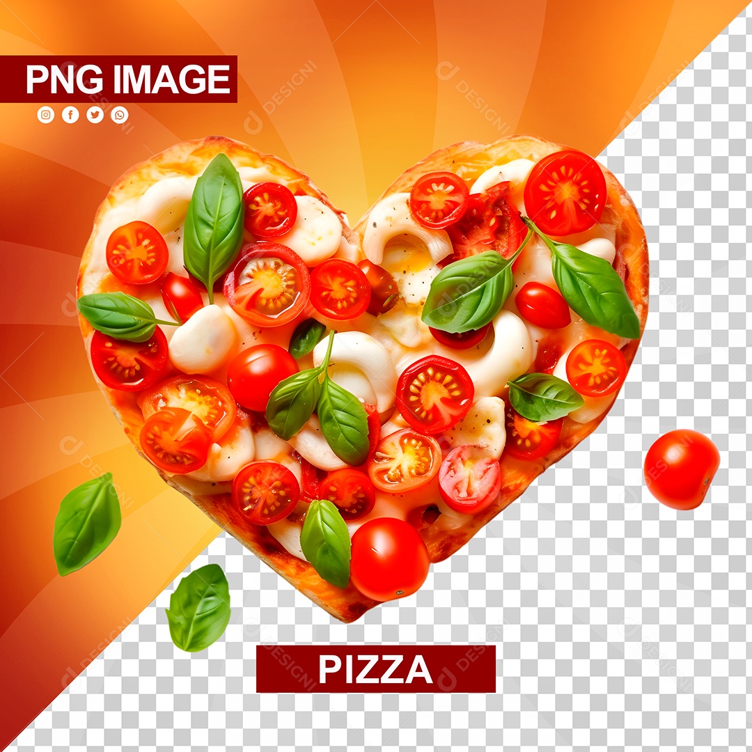 Pizza Deliciosa Sabor Tomate Com Ovo Formato de Coração PSD