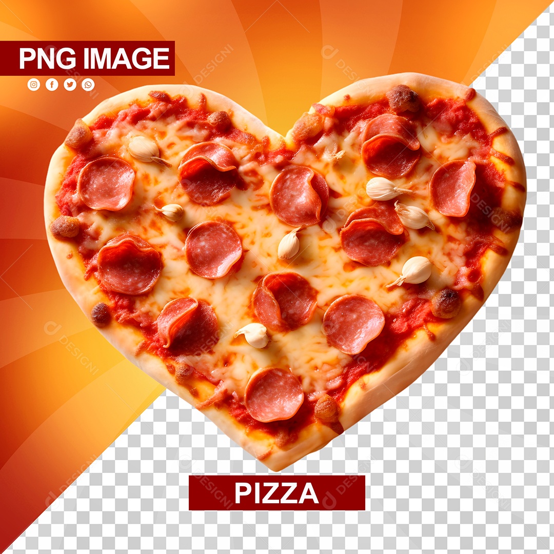 Saborosa Pizza Com Formato De Coração PSD