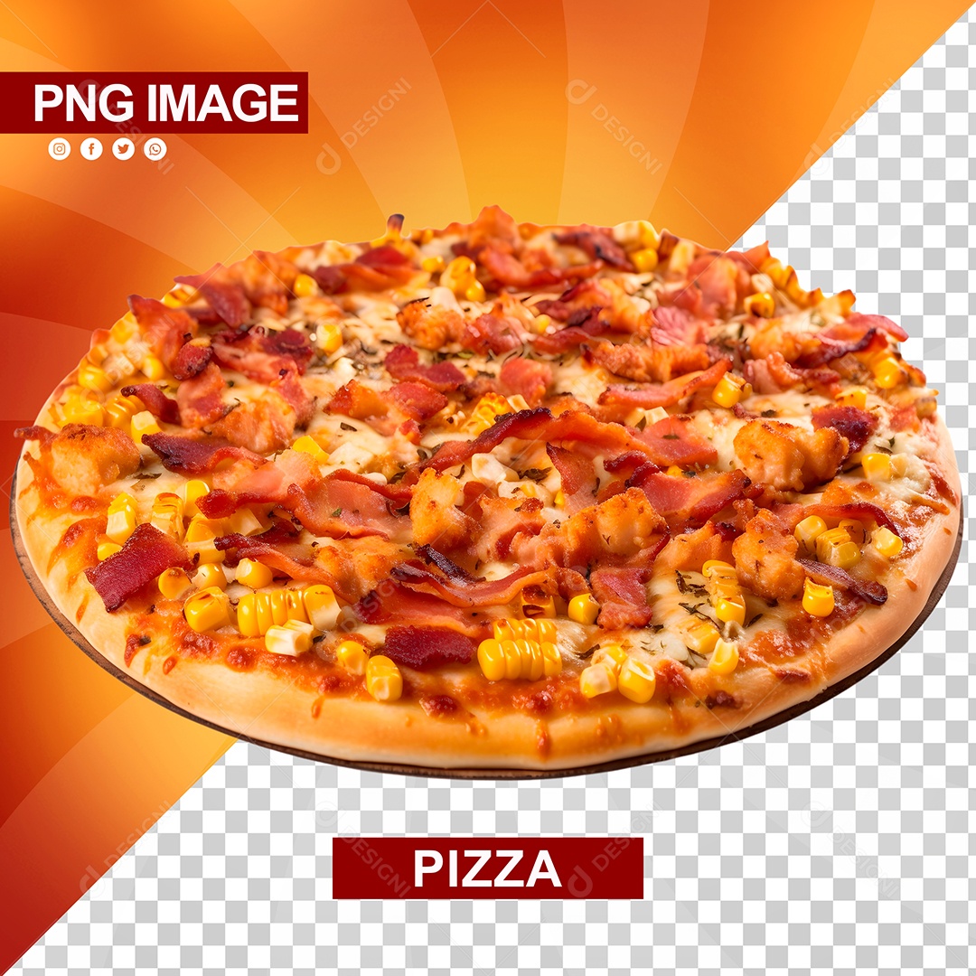 Deliciosa Pizza Bacon e Milho Tabua De Madeira PSD