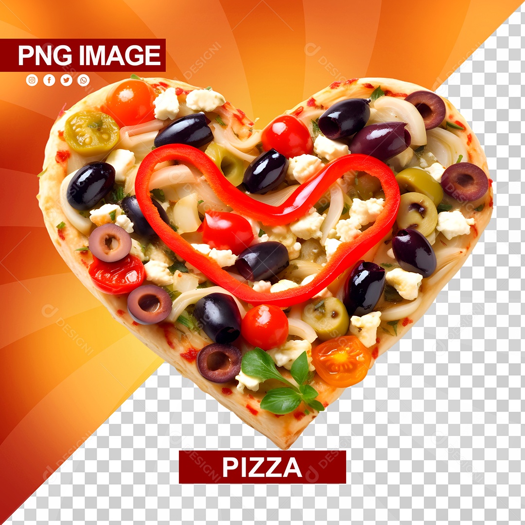 Deliciosa Pizza Formato De Coração PSD