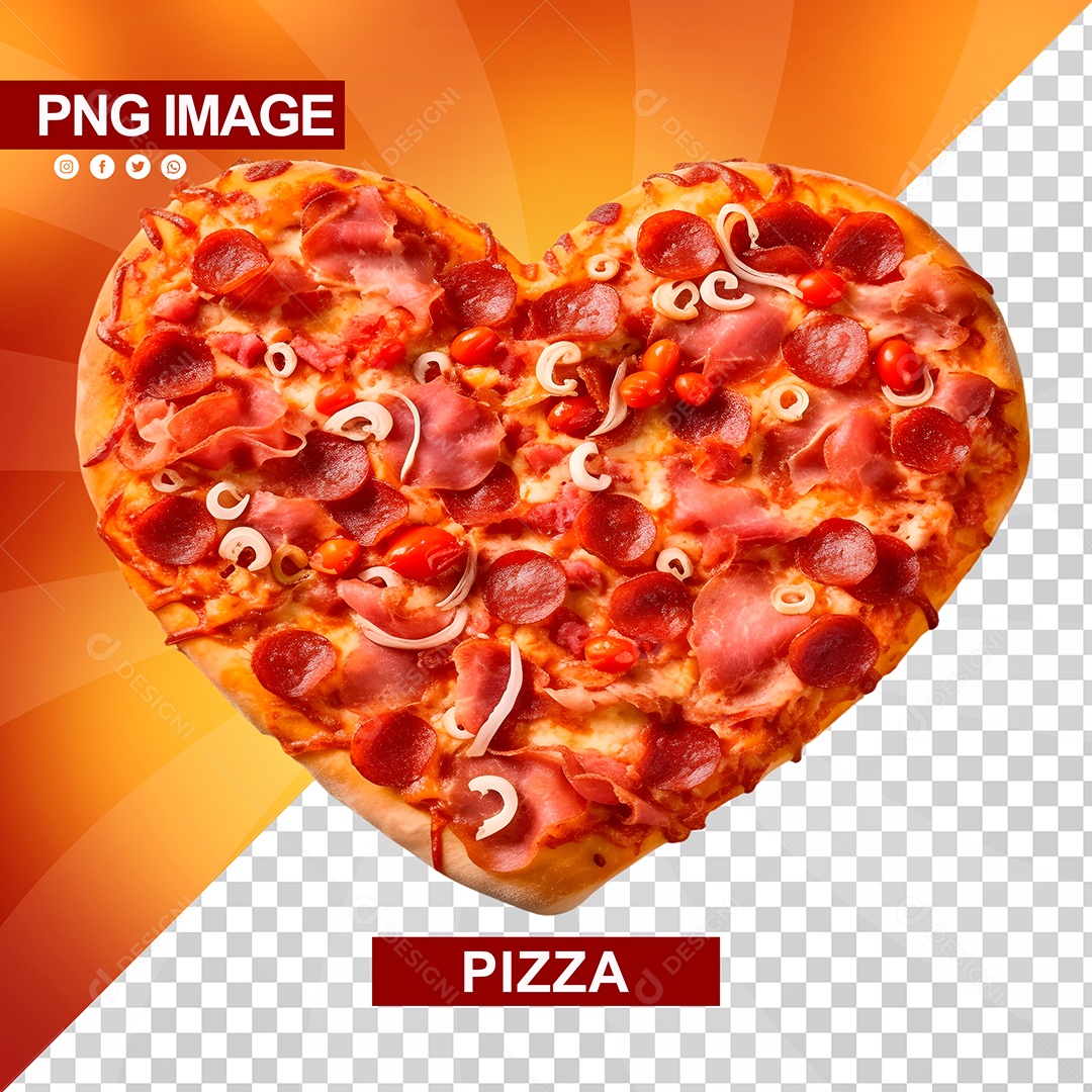 Deliciosa Pizza Calabresa Formato De Coração PSD