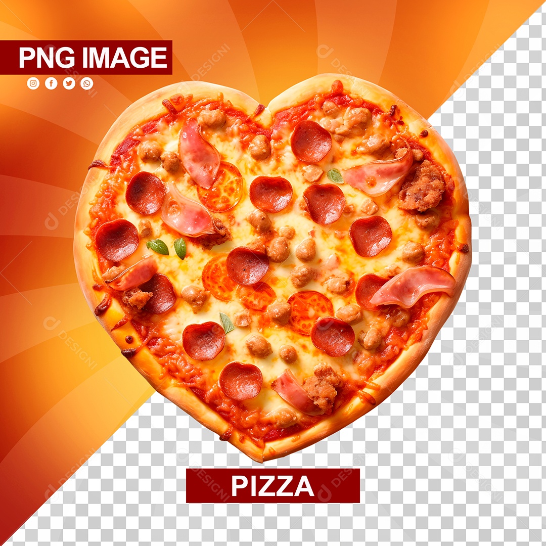 Pizza Saborosa Formato De Coração PSD