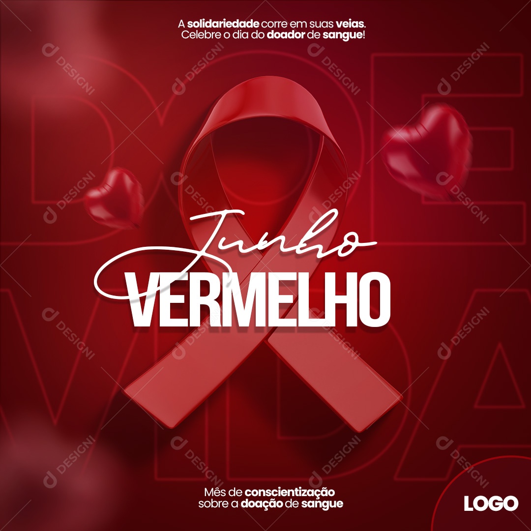 Junho Vermelho Doe Sangue Salve Vidas Social Media PSD Editável