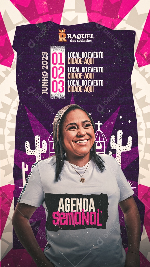 Story Agenda Semanal Junho 2023 Flyer Raquel Dos Teclados Social Media PSD Editável