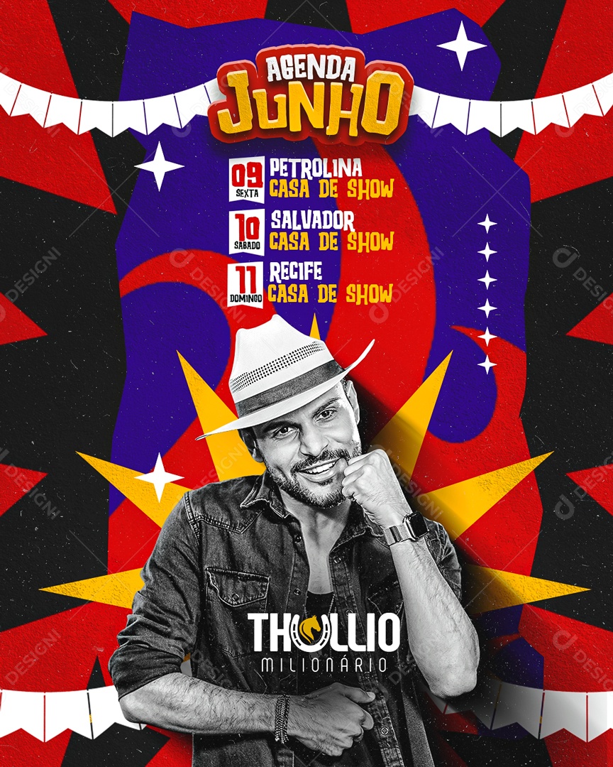 Agenda Junho Flyer Thullio Milionário Social Media PSD Editável