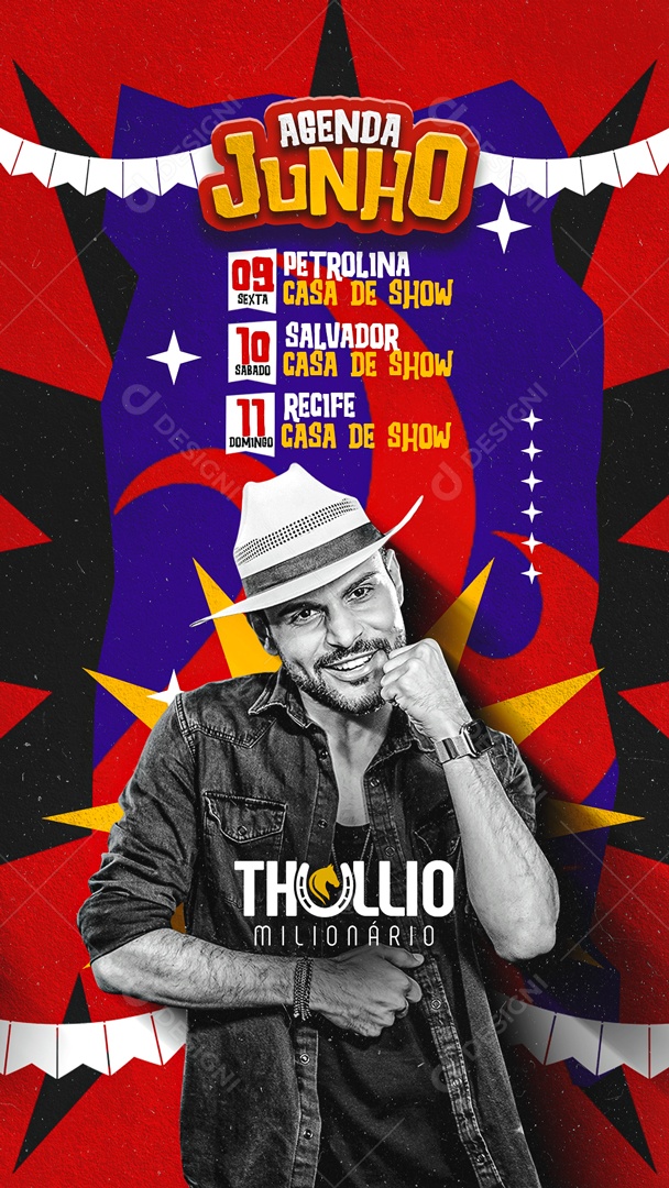 Story Agenda Junho Flyer Thullio Milionário Social Media PSD Editável