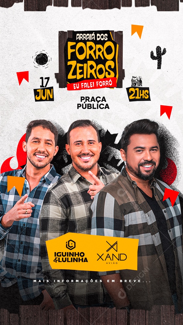 Story Arraiá Dos Forrozeiros Eu Falei Forró Flyer Iguinho & Lulinha Xand Avião Social Media PSD Editável