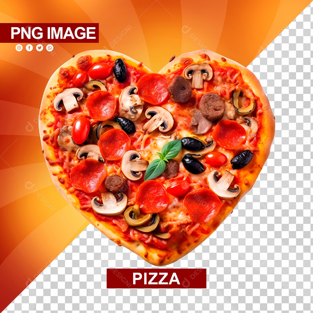 Saborosa Pizza Formato De Coração PSD