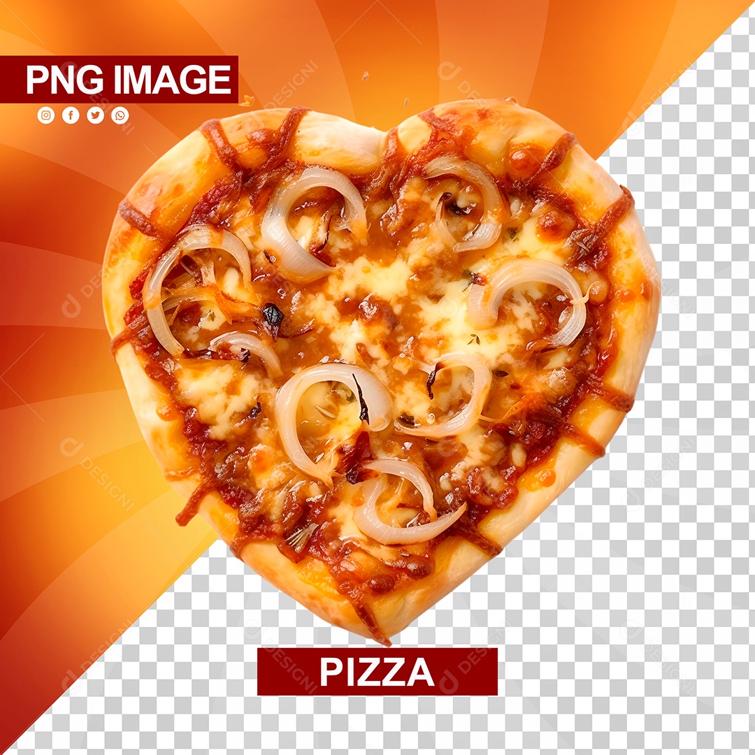 Saborosa Pizza De Cebola Com Formato De Coração PSD