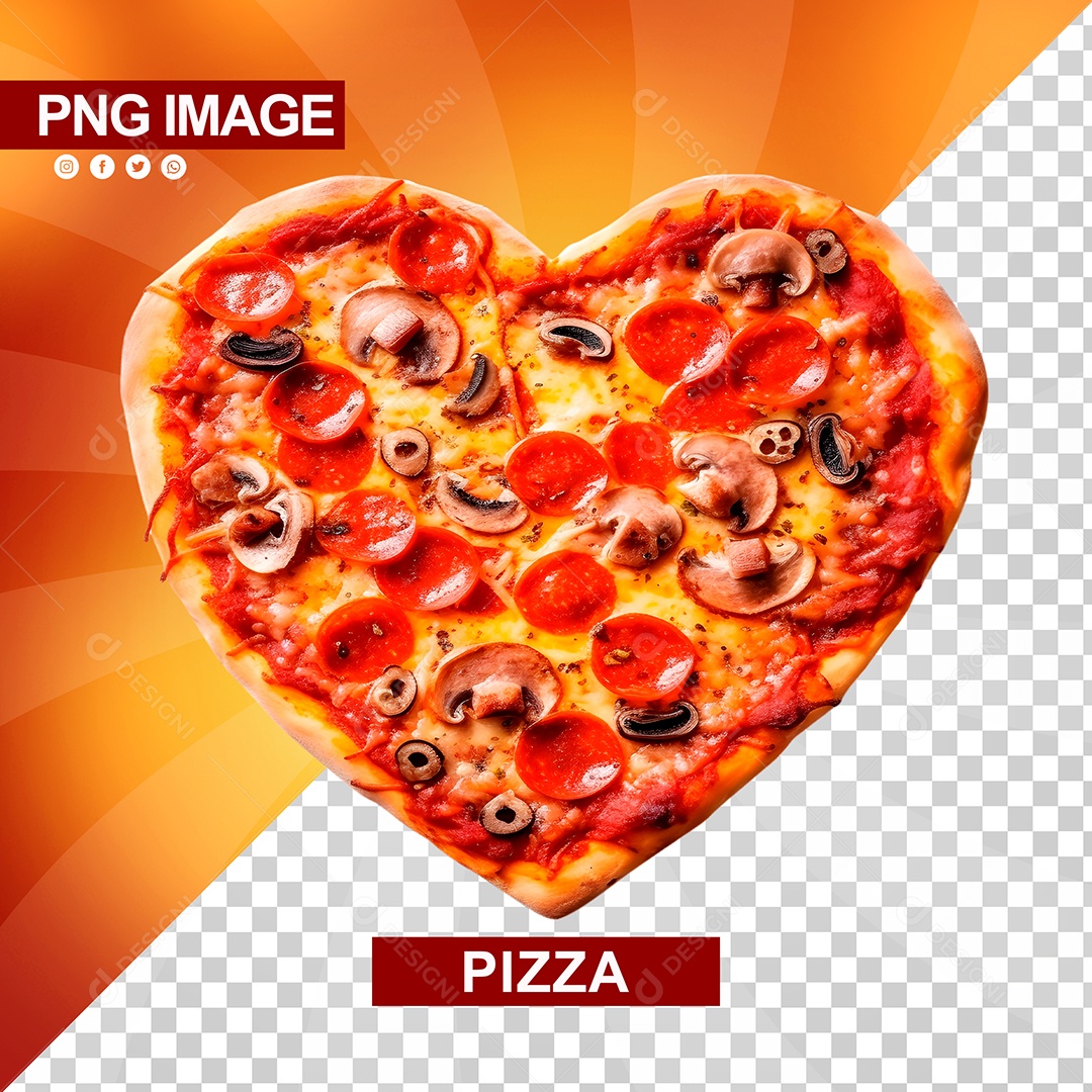 Deliciosa Pizza Com Formato De Coração PSD