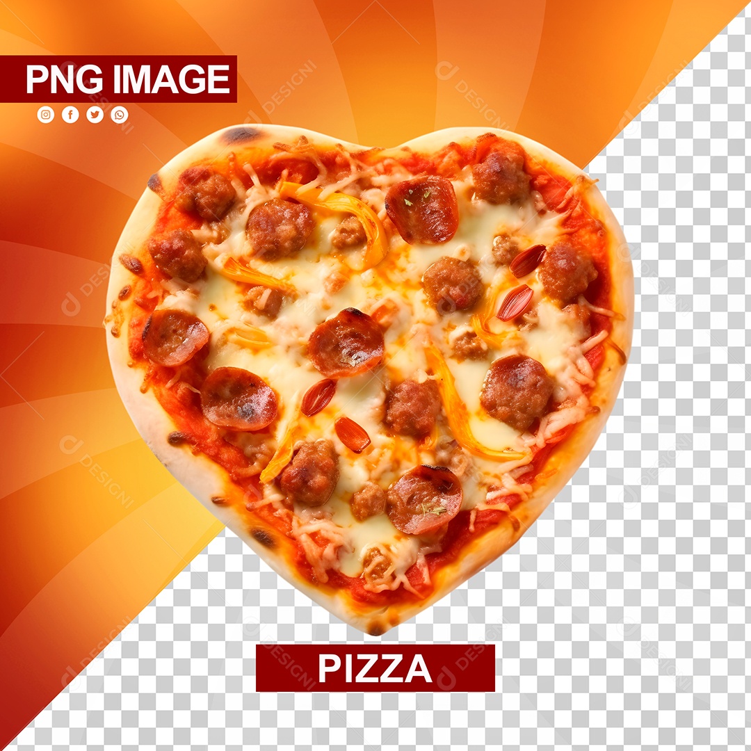 Deliciosa Pizza Com Formato De Coração PSD