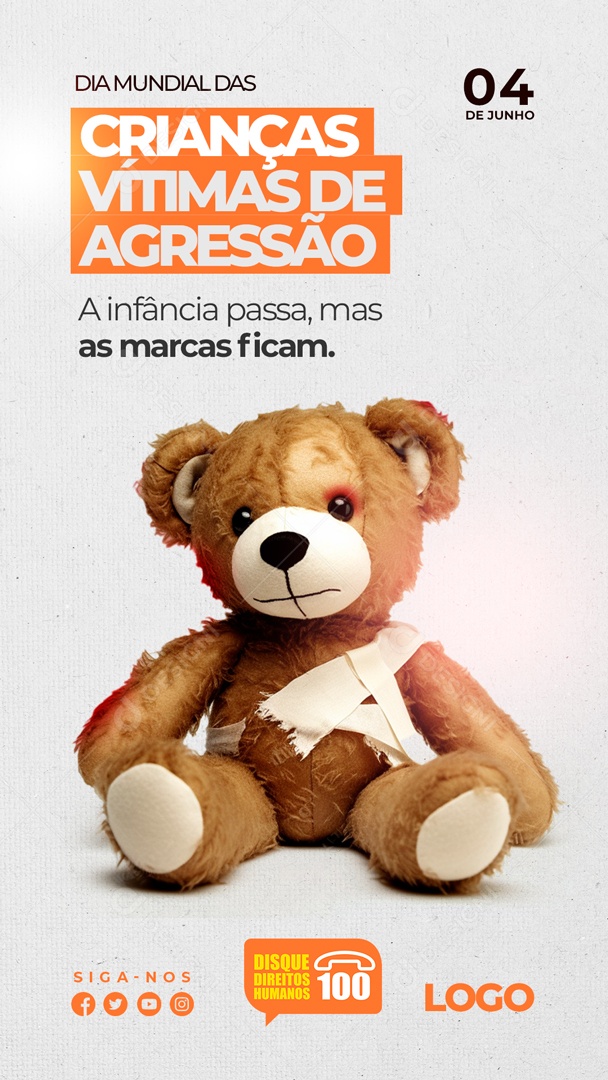 Story 4 de Junho Dia Mundial Das Crianças Vitimas de Agressão Social Media PSD Editável