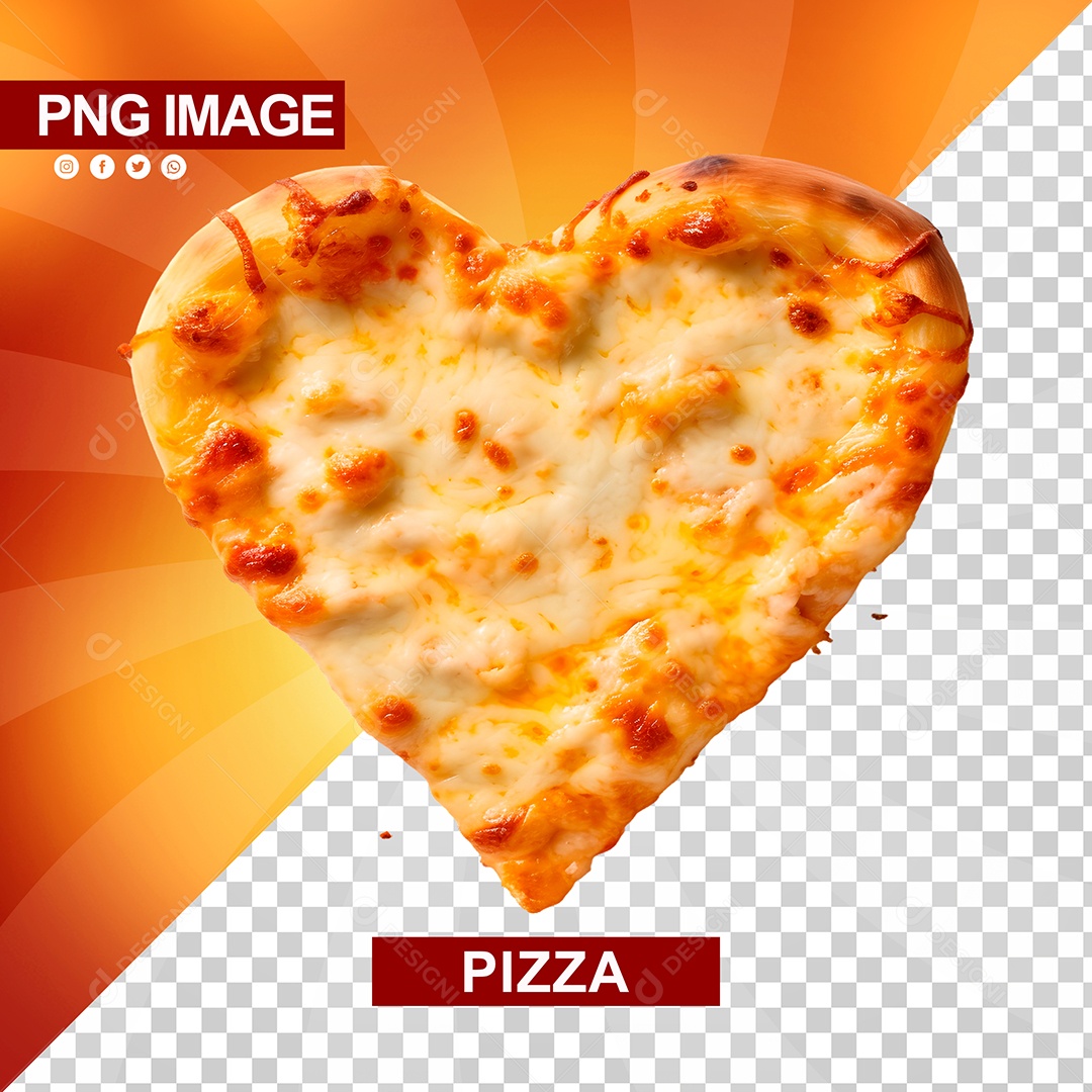 Saborosa Pizza De Queijo Com Formato De Coração PSD