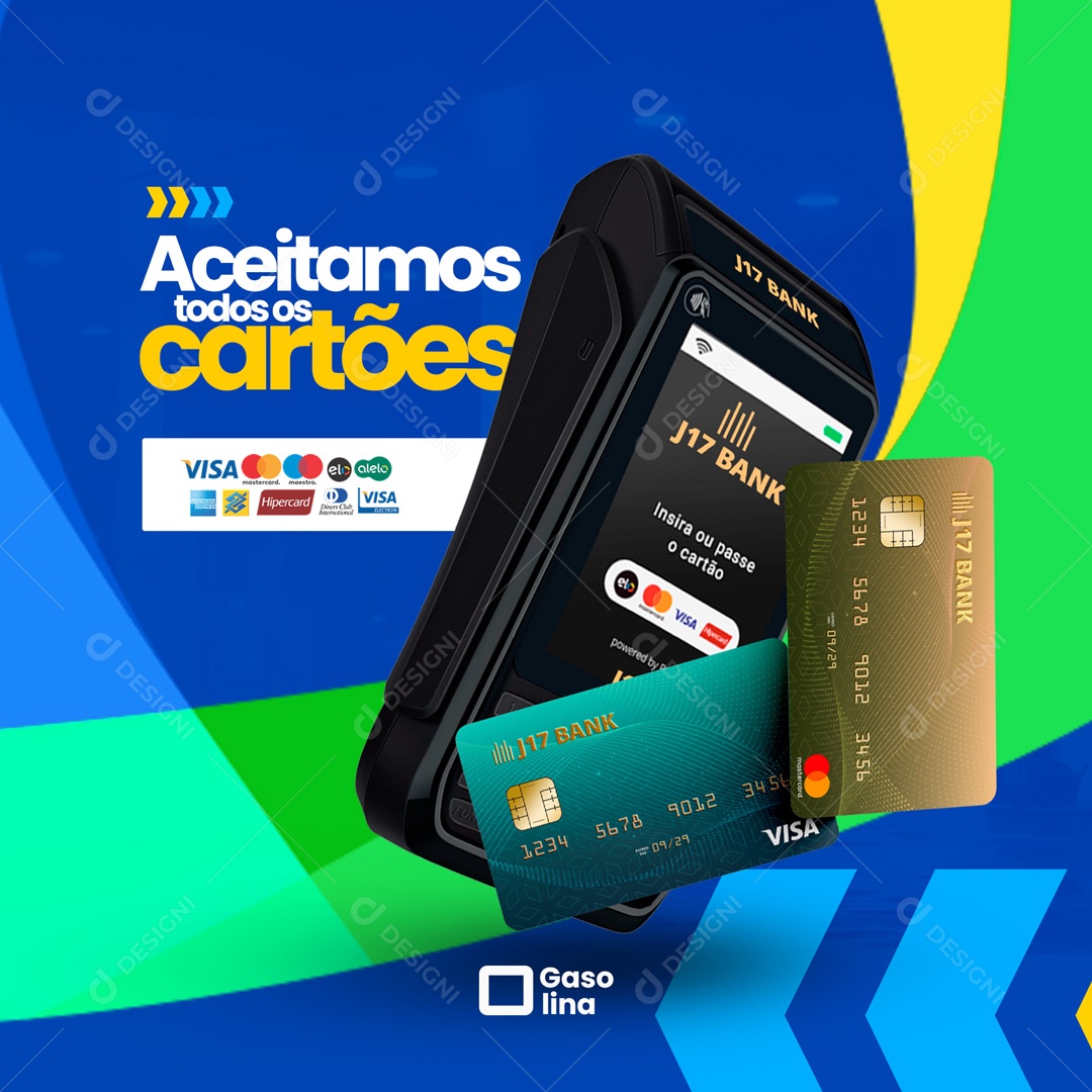 Aceitamos todos os Cartões Posto de Combustível Social Media PSD Editável