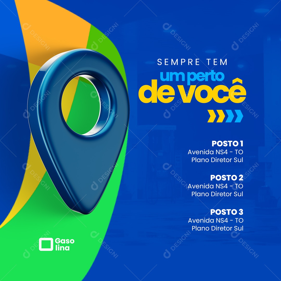 Sempre Tem Um Perto de Você! Posto de Combustível Social Media PSD Editável