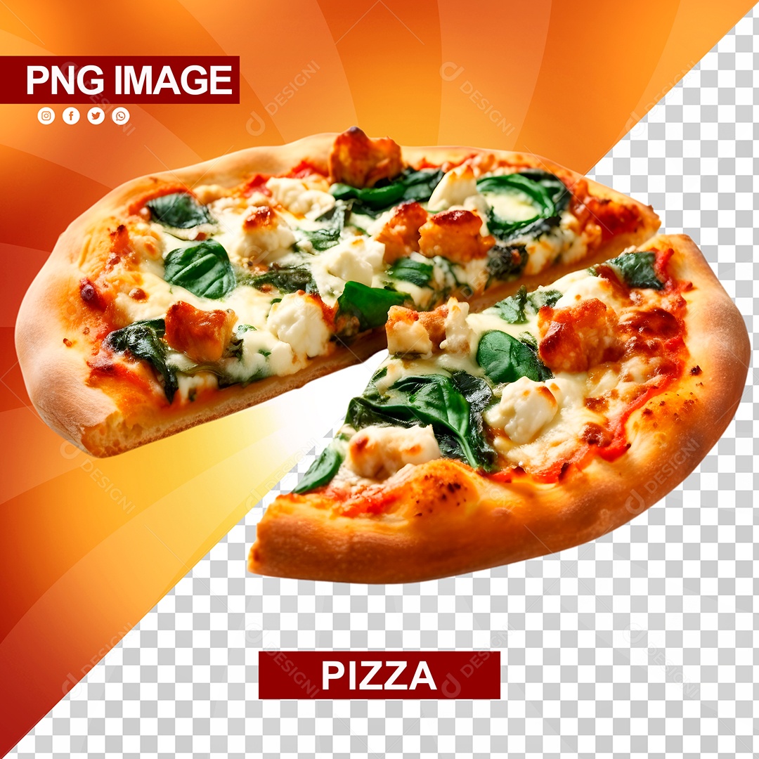 Deliciosa Pizza Partida Ao Meio Sem Uma Fatia PSD