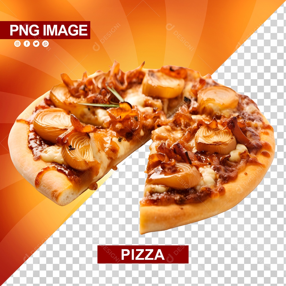 Pizza De Cebola Fatiada Sem Uma Fatia PSD