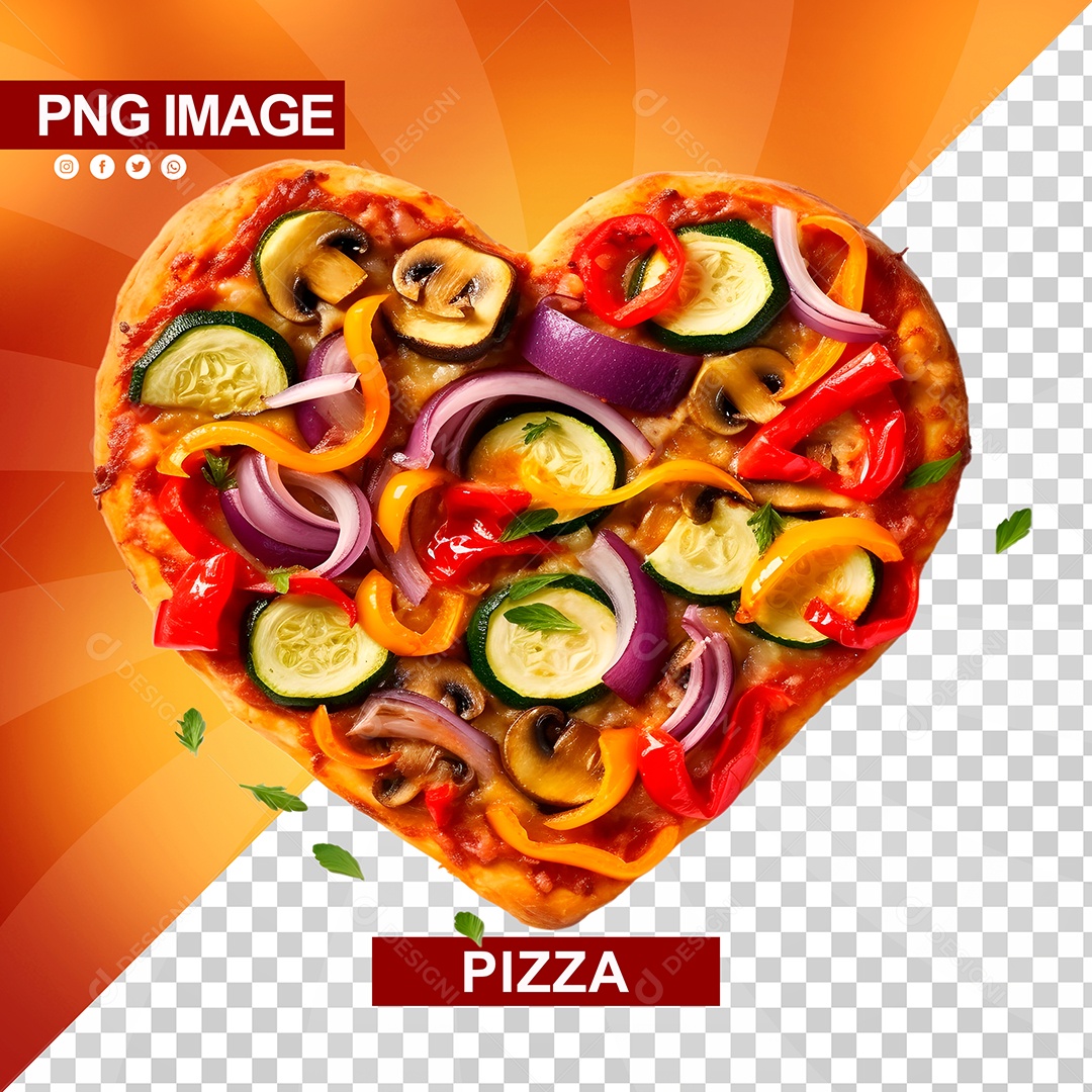 Pizza De Legumes Com Formato De Coração PSD