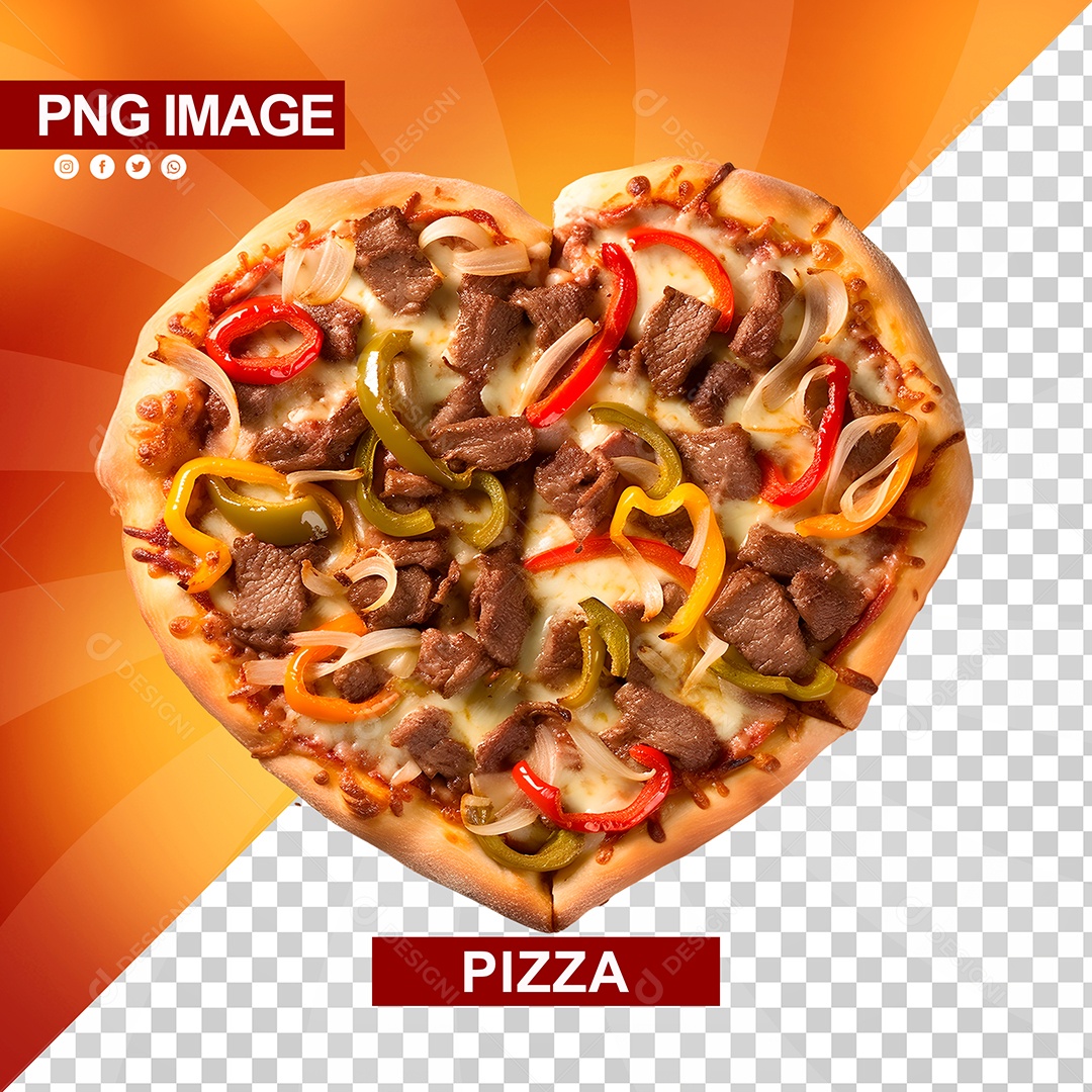 Deliciosa Pizza Em Formato De Coração PSD