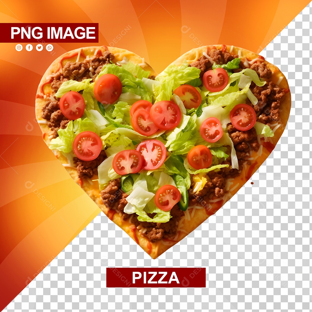 Pizza Em Formato De Coração PSD