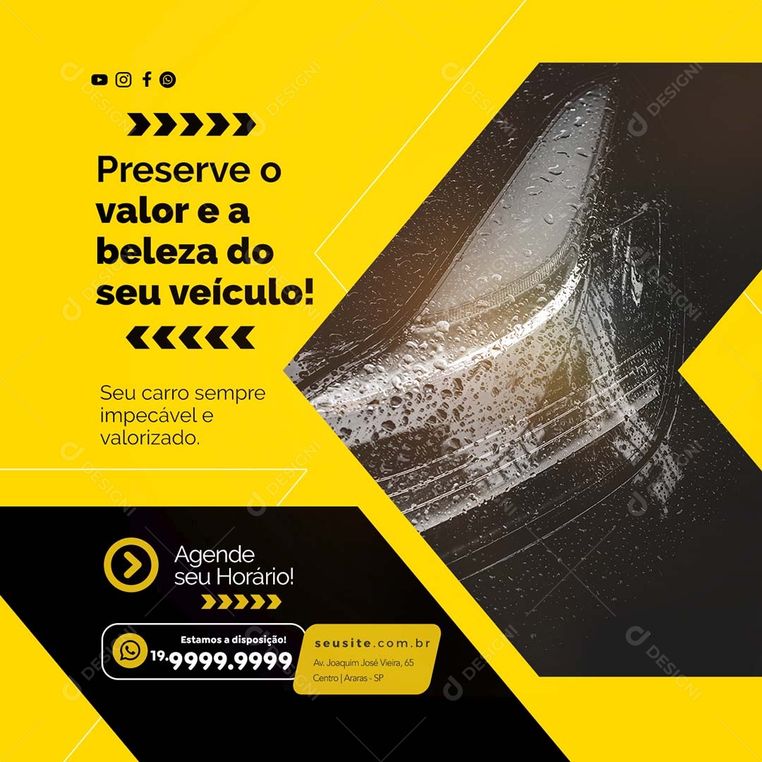 Preserve O Valor e a Beleza Do Seu Veículo Lava Jato Social Media PSD Editável