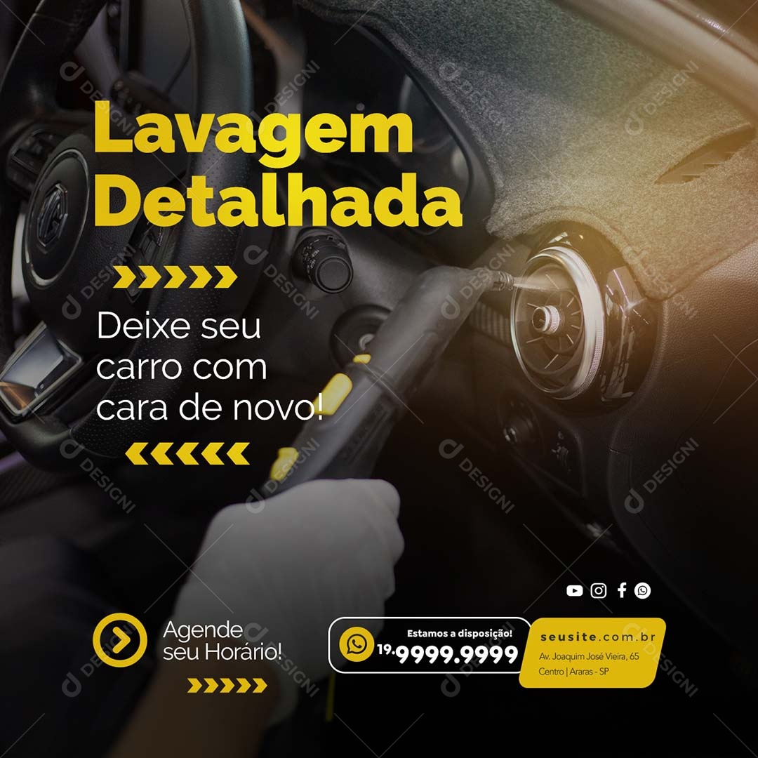 Lavagem Detalhada Deixe Seu Carro Com Cara De Novo Lava Jato Social Media PSD Editável