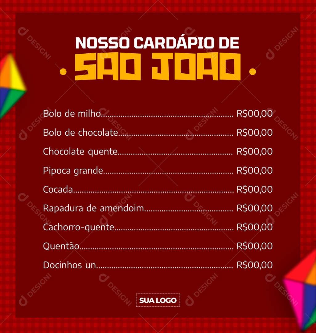 Nisso Cardápio De São João Social Media PSD Editavel