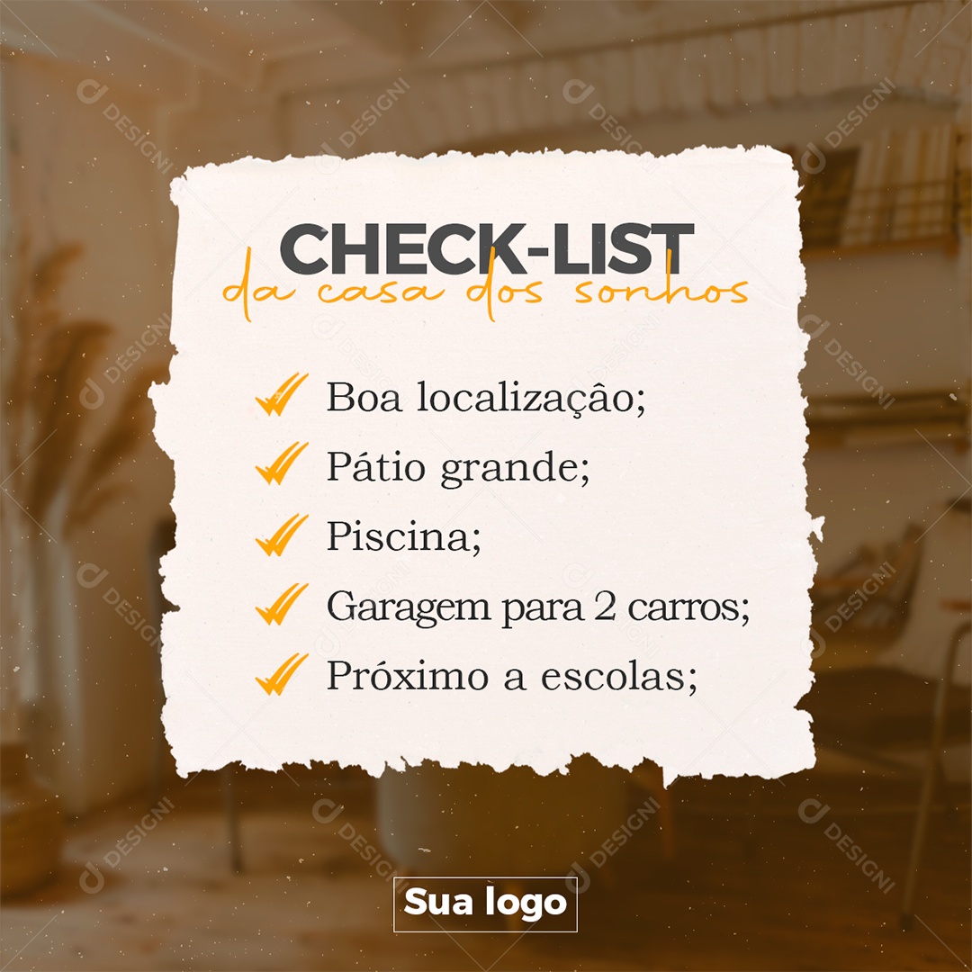 Check List Da Casa Dos Sonhos Social media PSD Editavel