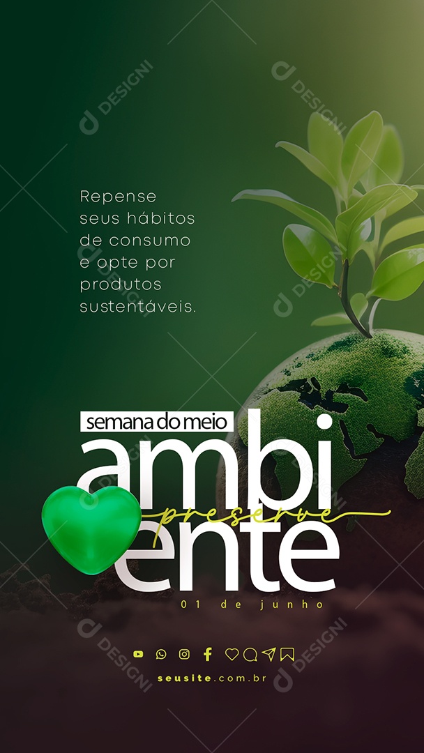 Story Repense Seus Hábitos De Consumo e Opte Por Produtos Sustentáveis Semana Do Meio Ambiente Social Media PSD Editável