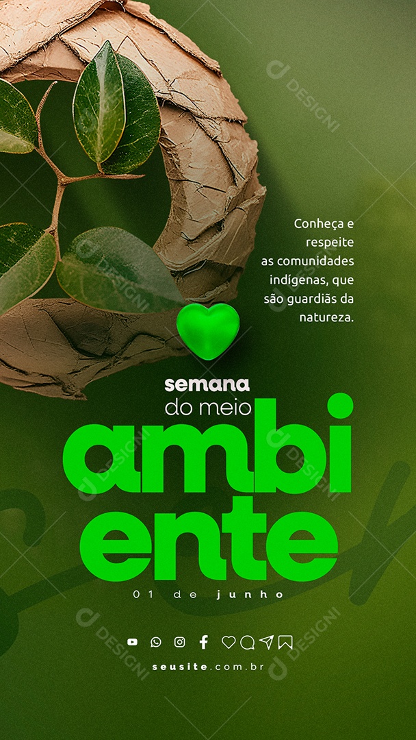 Story Conheça e Respeite As Comunidades Indígenas Semana Do Meio Ambiente Social Media PSD Editável