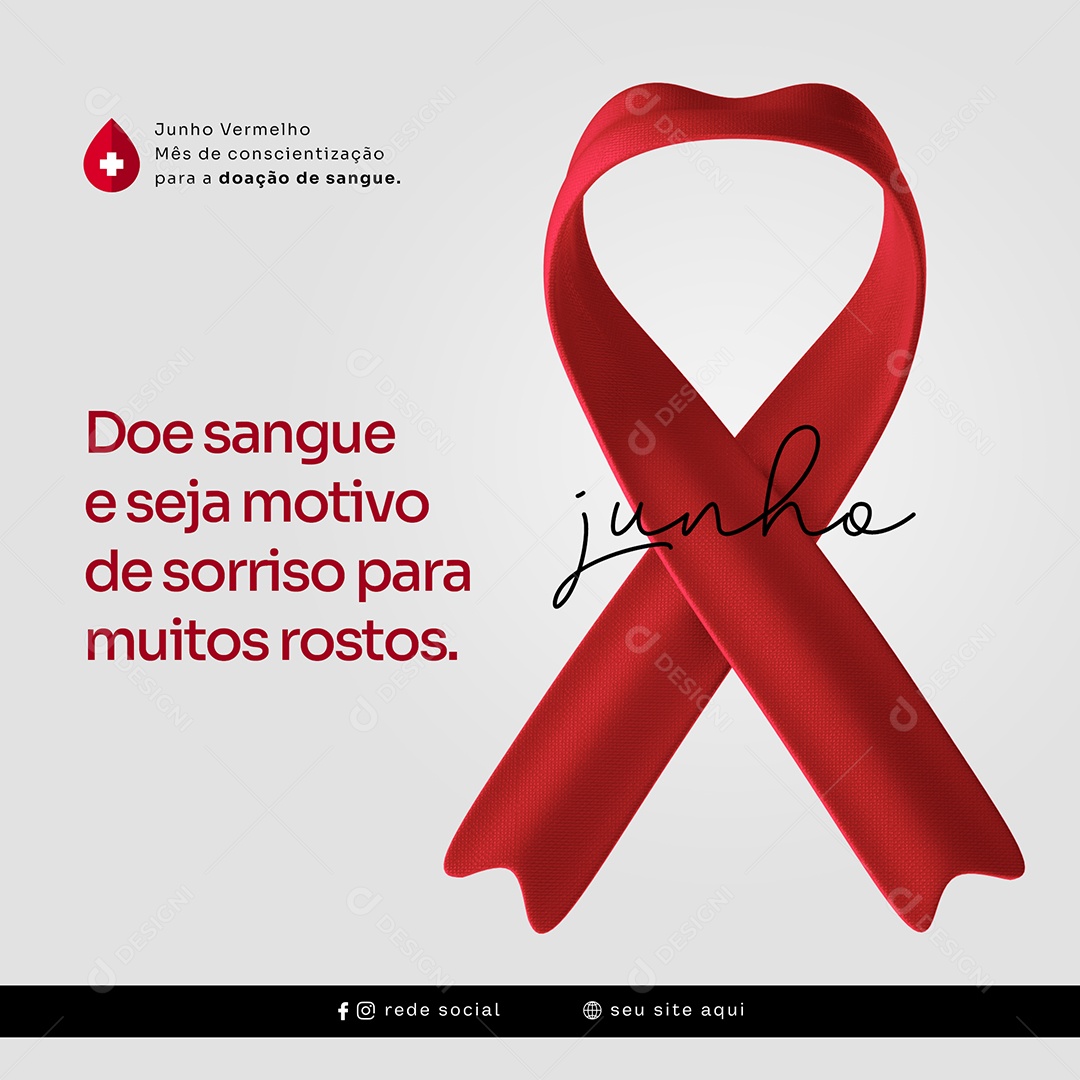 Social Media Junho Vermelho Sorriso Para Muitos PSD Editável