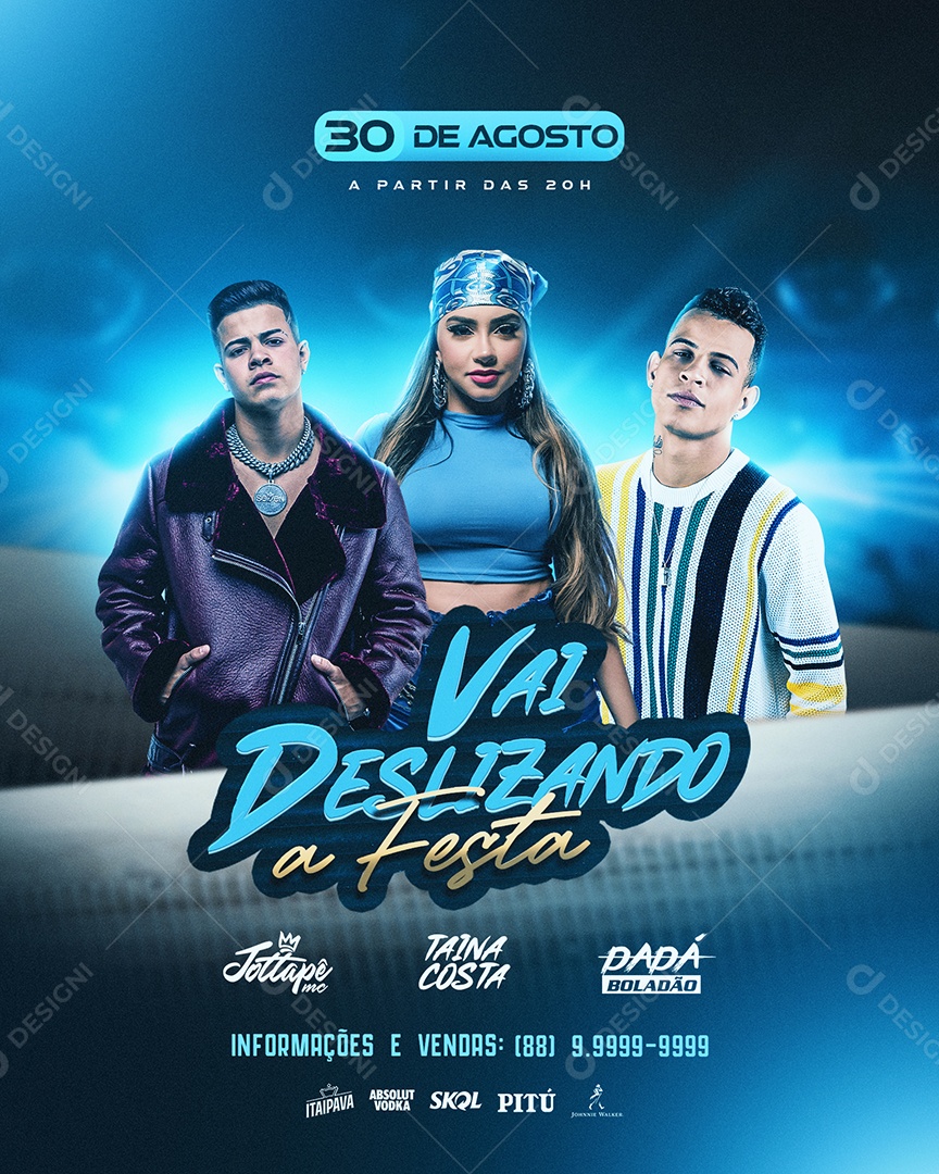 Flyer Feed Vai Deslizando A Festa Social Media PSD Editável