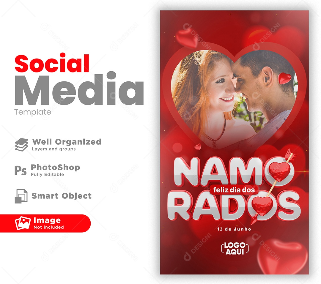 Feliz Dia Dos Namorados 12 De Junho Social Media PSD Editável