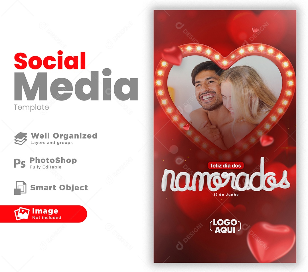 Feliz Dia Dos Namorados 12 De Junho Social Media PSD Editável