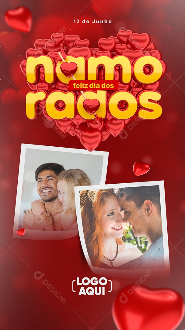 Story Social Media 12 De Junho Feliz Dia Dos Namorados PSD Editável