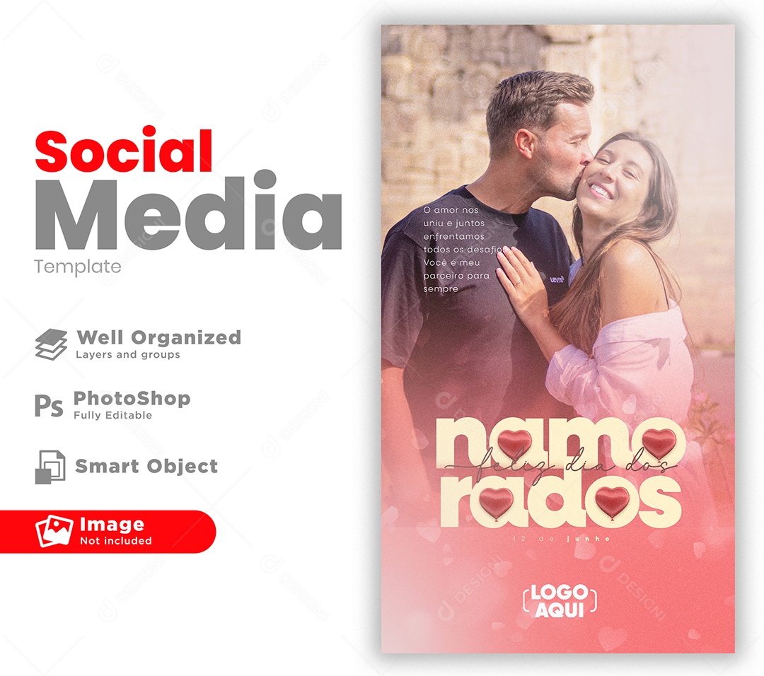 Social Media O Amor Nos Uniu E Juntos Enfrentamos Todos Os Desafios Feliz Dia Dos Namorados PSD Editável