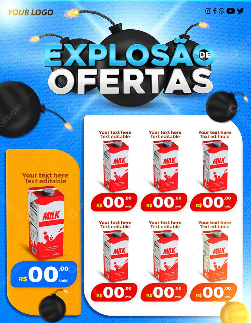 Explosão De Ofertas Supermercado Social Media PSD Editável